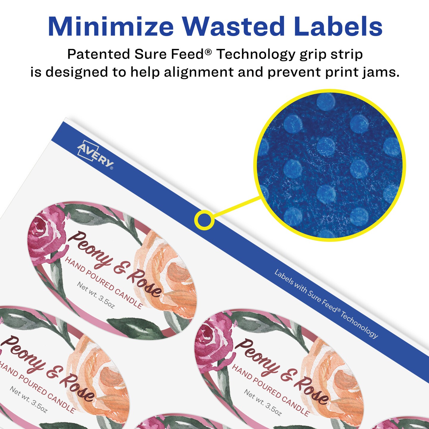Avery Matte White Removable Oval Labels with Sure Feed Technology, Print-to-the-Edge, 1-1/8" x 2-1/4"