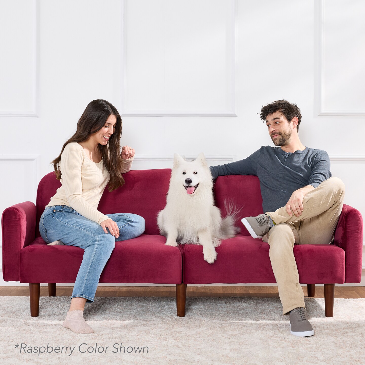 Best Choice Products Curved Convertible Futon, Velvet Fabric Split-Back Sleeper Bed