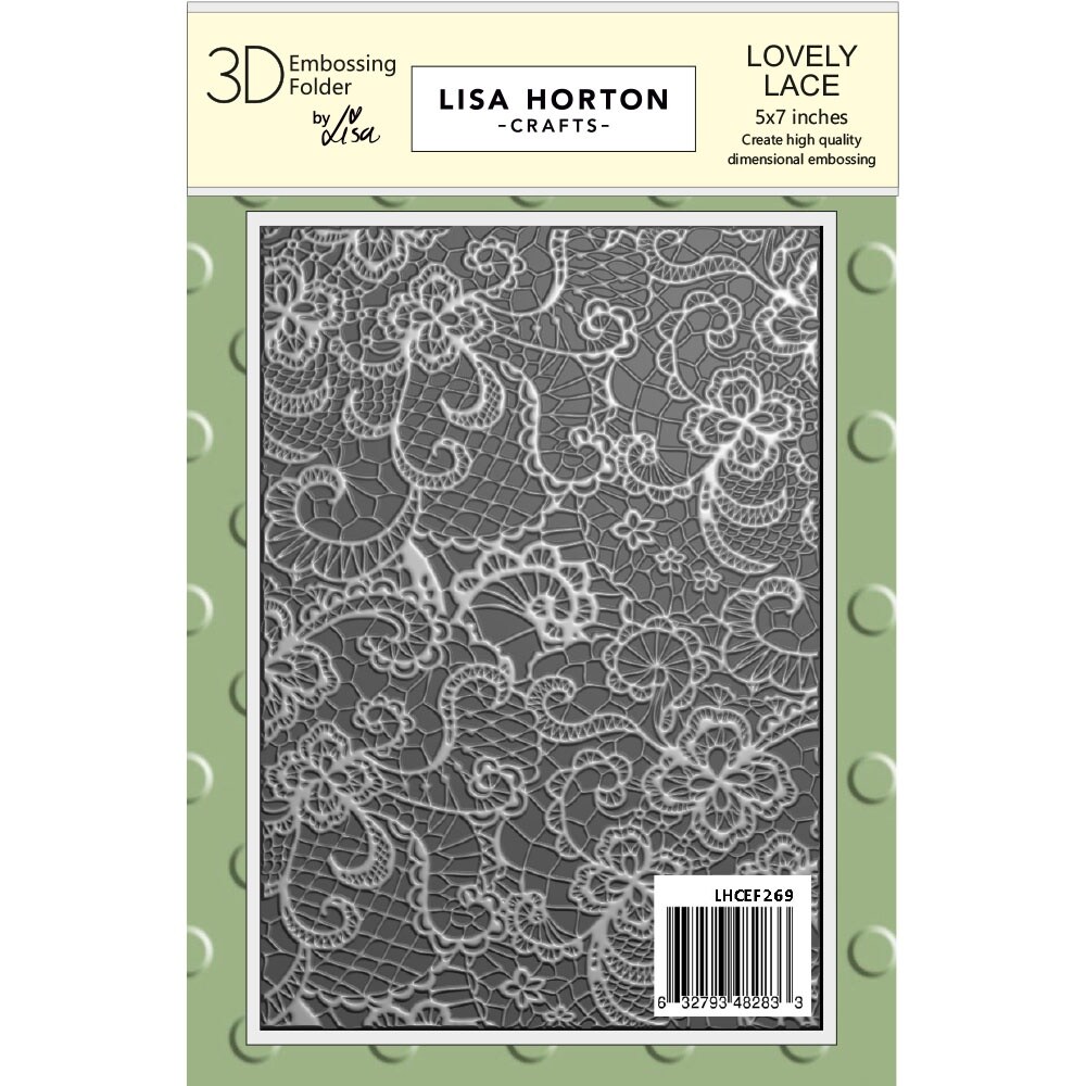 Lisa Horton Crafts 3D Embossing Folder 5&#x22;x7&#x22;-Lovely Lace