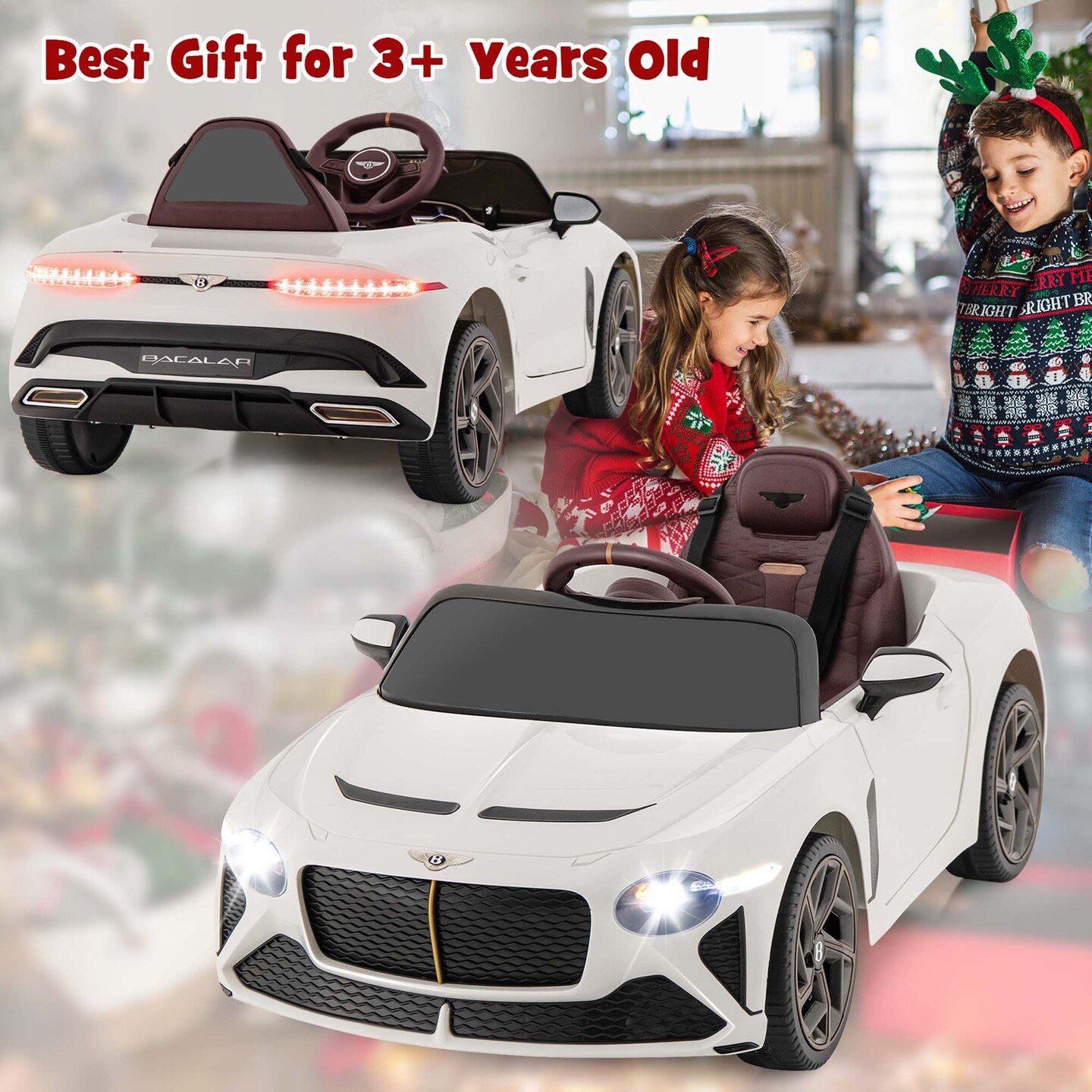 Costway 12V Licensed Bentley Bacalar Kids Electric Ride-on Car with Remote Control Green/Red/White/Black