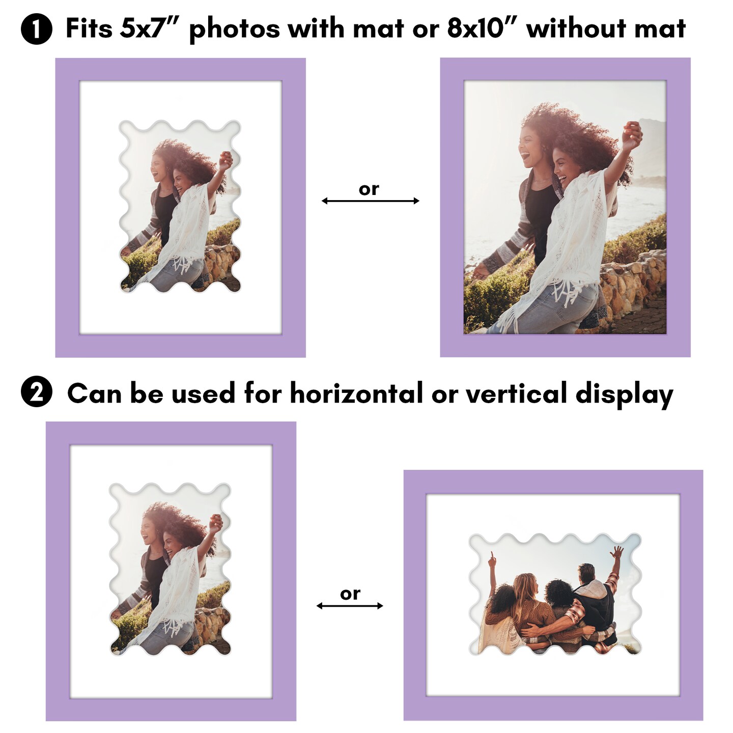 Americanflat Picture Frame with Wavy Mat - Ideal for Any Room, Living Rooms, Dorm Room