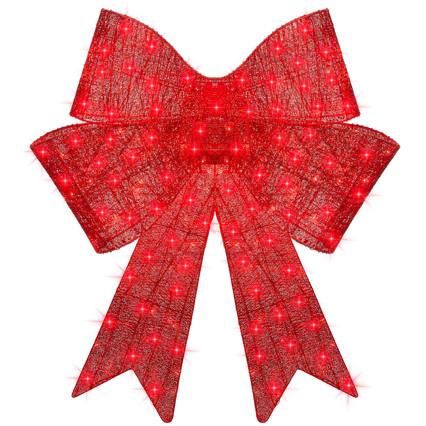 Best Choice Products 48in Pre-Lit XL Christmas Bow, Large Outdoor LED Lighted Holiday Decor w/ 8 Light Functions, Hook