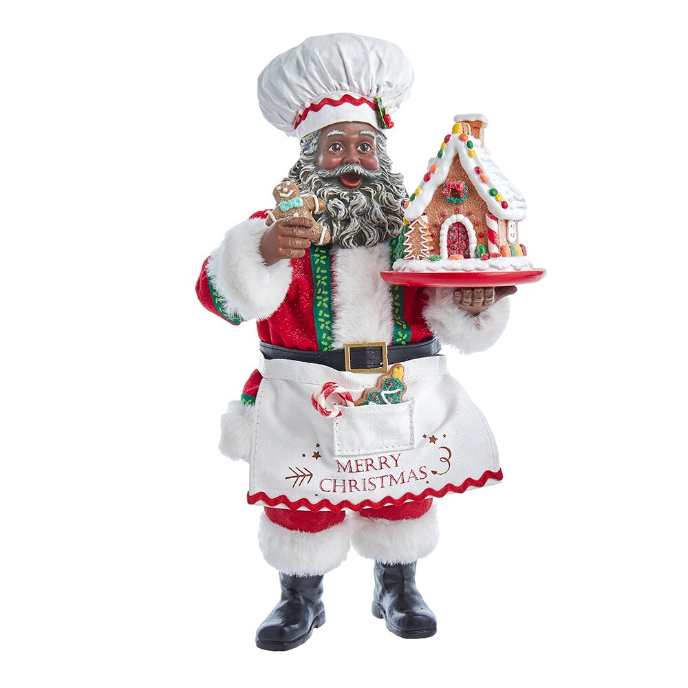 10.5&#x22; Fabrich&#xE9;&#x2122; African American Gingerbread Chef Santa