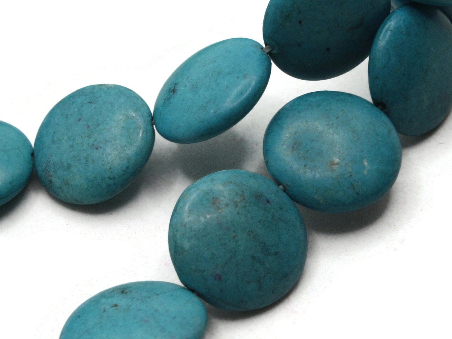 22 20mm Synthetic Turquoise Blue Coin Gemstone Beads