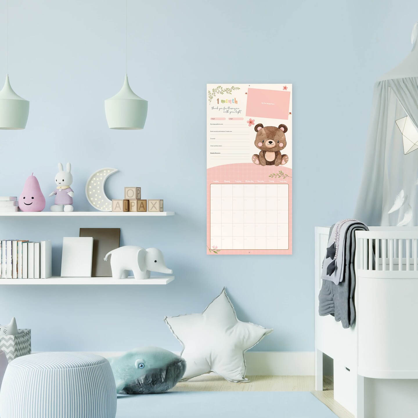 1st Year Tracker - First Year Book - Journal Album to Capture Precious Moments - Milestone Keepsake for Baby Girl or Boy - Includes Stickers