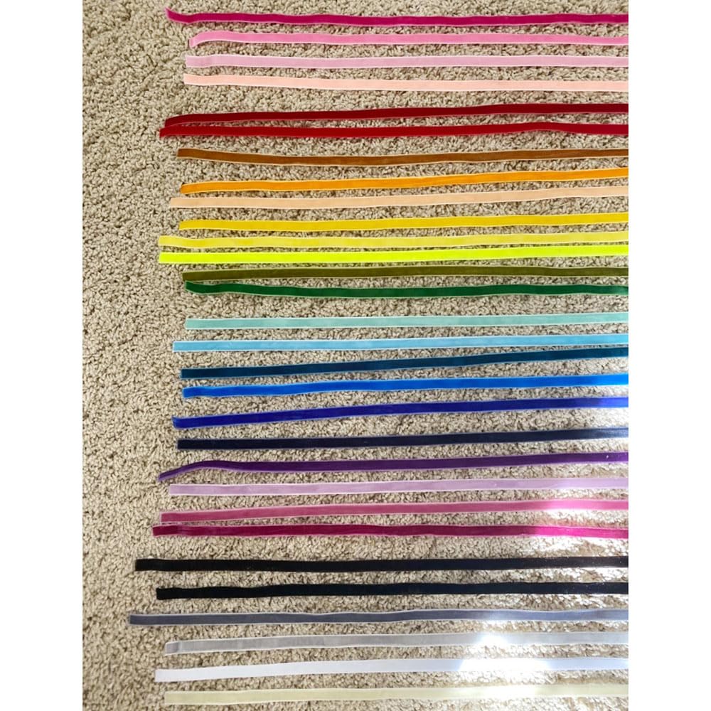 Craft 30 Yards 1/8&#x22; (3mm) Velvet Ribbon Total 30 Colors Assorted Lots Bulk (Multicolored, 1/8&#x22;(3mm))