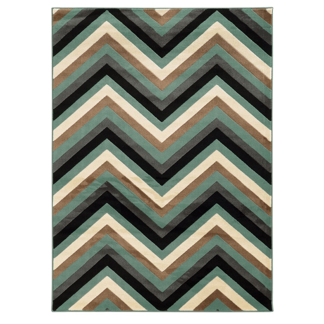 Roma Chevron Area Rug Turquoise 5X7 Modern Geometric Pattern Carved Design