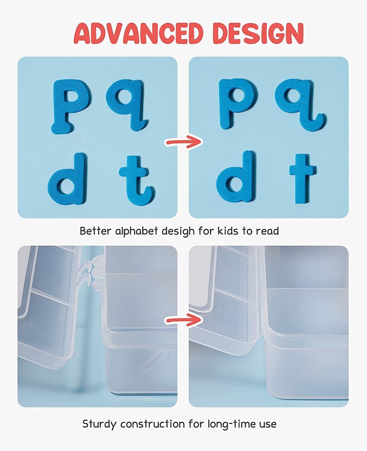 Classroom Magnetic Letters Kit 234 Pcs with Double-Side Magnet Board - Foam Alphabet Letters for Kids Spelling and Learning
