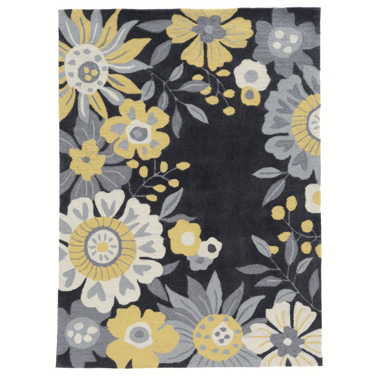 Trio Wildflower Grey Area Rug 5X7 Transitional Contemporary