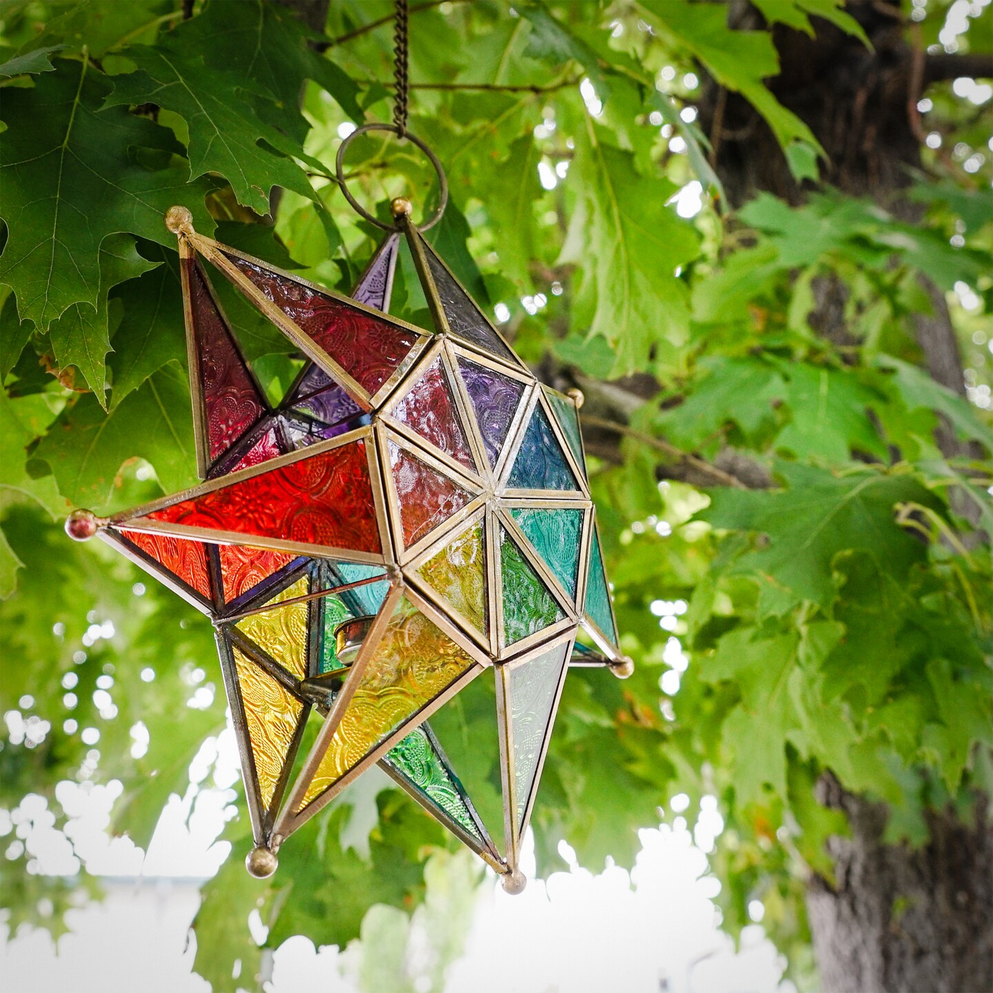 Rainbow Seven Point Star Tealight Lantern