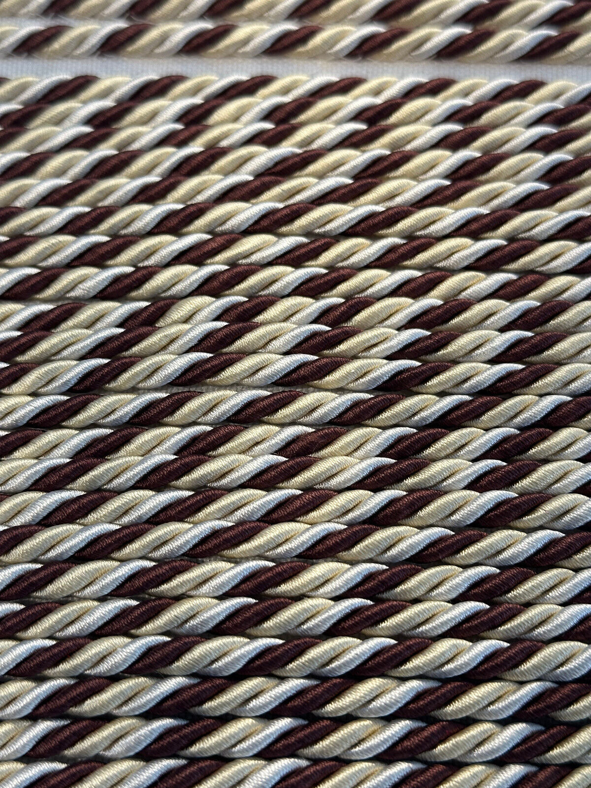1 Yard Brown Cream Beige Mini Trim Rope with Gimp for Drapery and Upholstery 1 Centimeter Wide