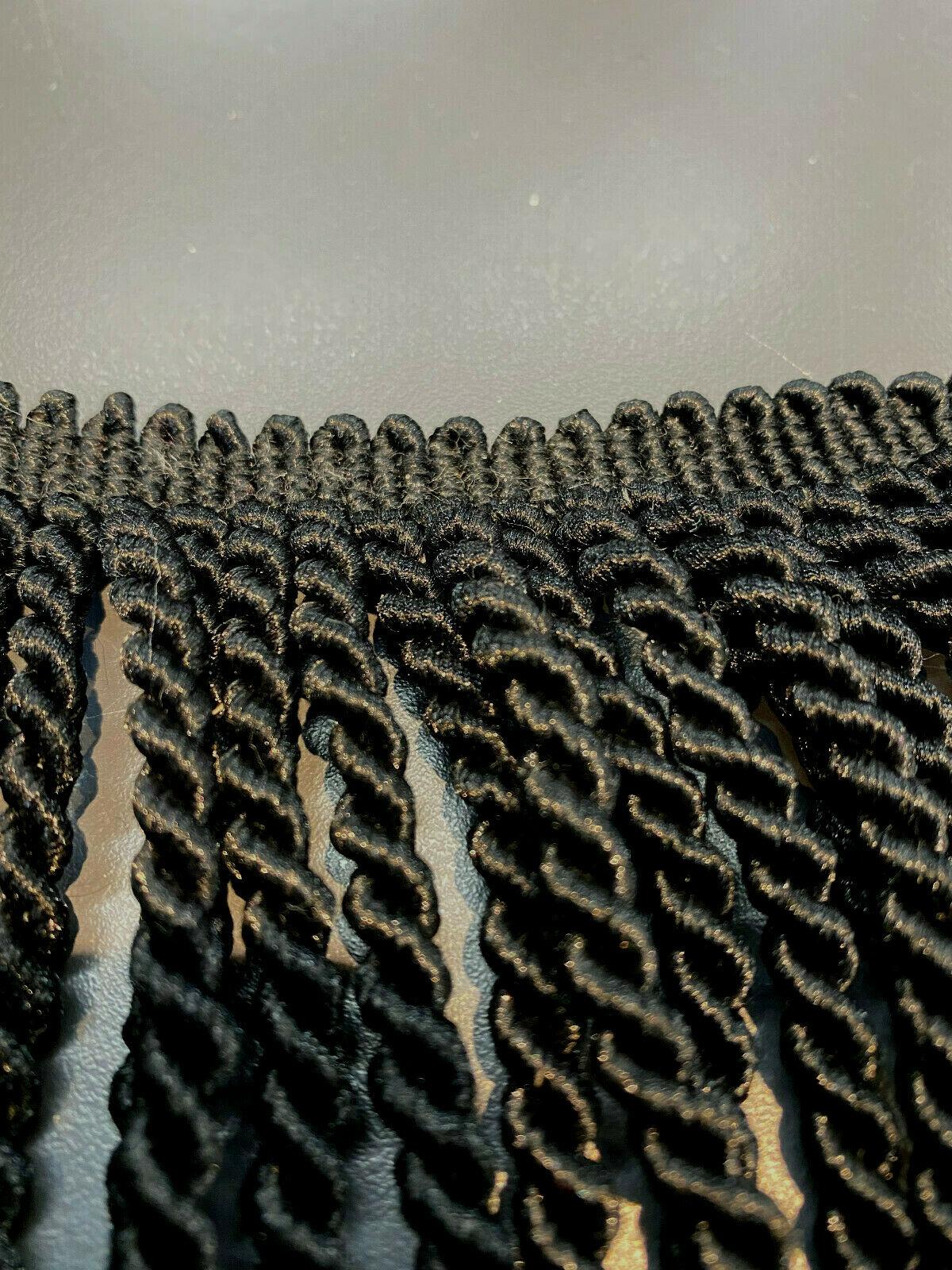 1 Yard Black Bullion Fringe Trim for Upholstery and Curtains 4 Inch Long