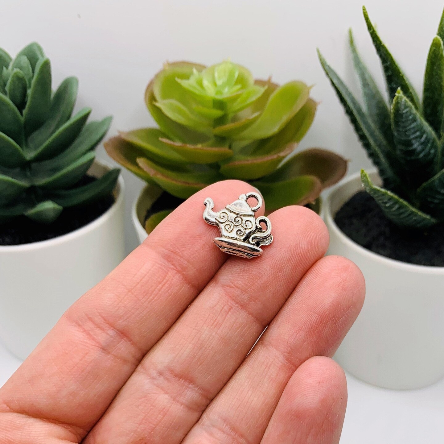 Silver Teapot Charms, 13x12mm