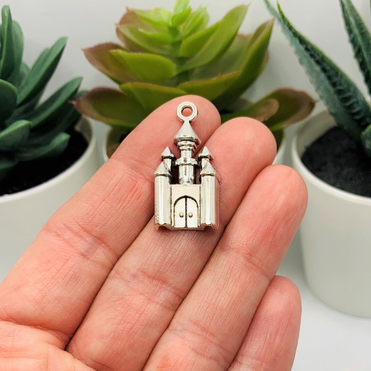 Silver Medieval Castle Charms, 28x14mm