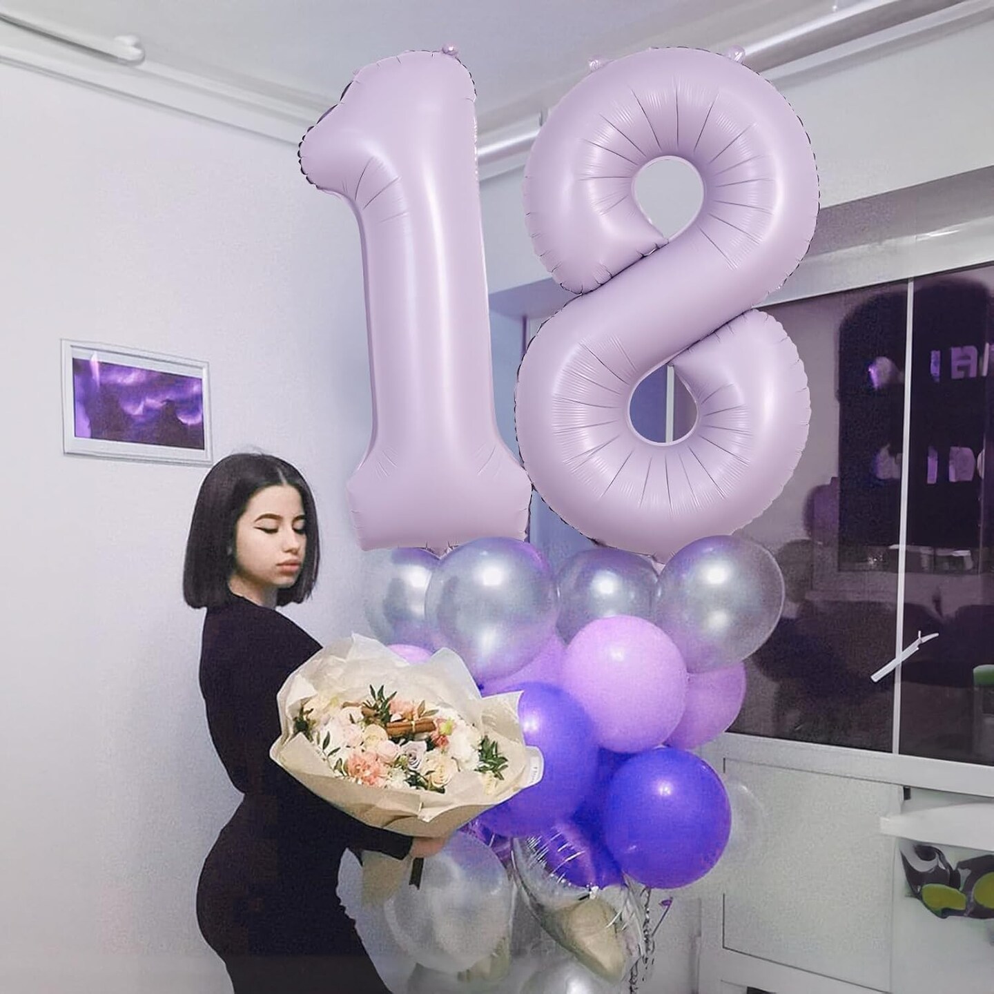 Number Balloons 10 Pastel Purple, 40 Inch Lavender Mylar Foil Number 1 &#x26; 0 Balloons for Girls 10th Birthday Balloons, Large Light Purple Helium 10 Balloons for Women 10th Anniversary Party Decorations
