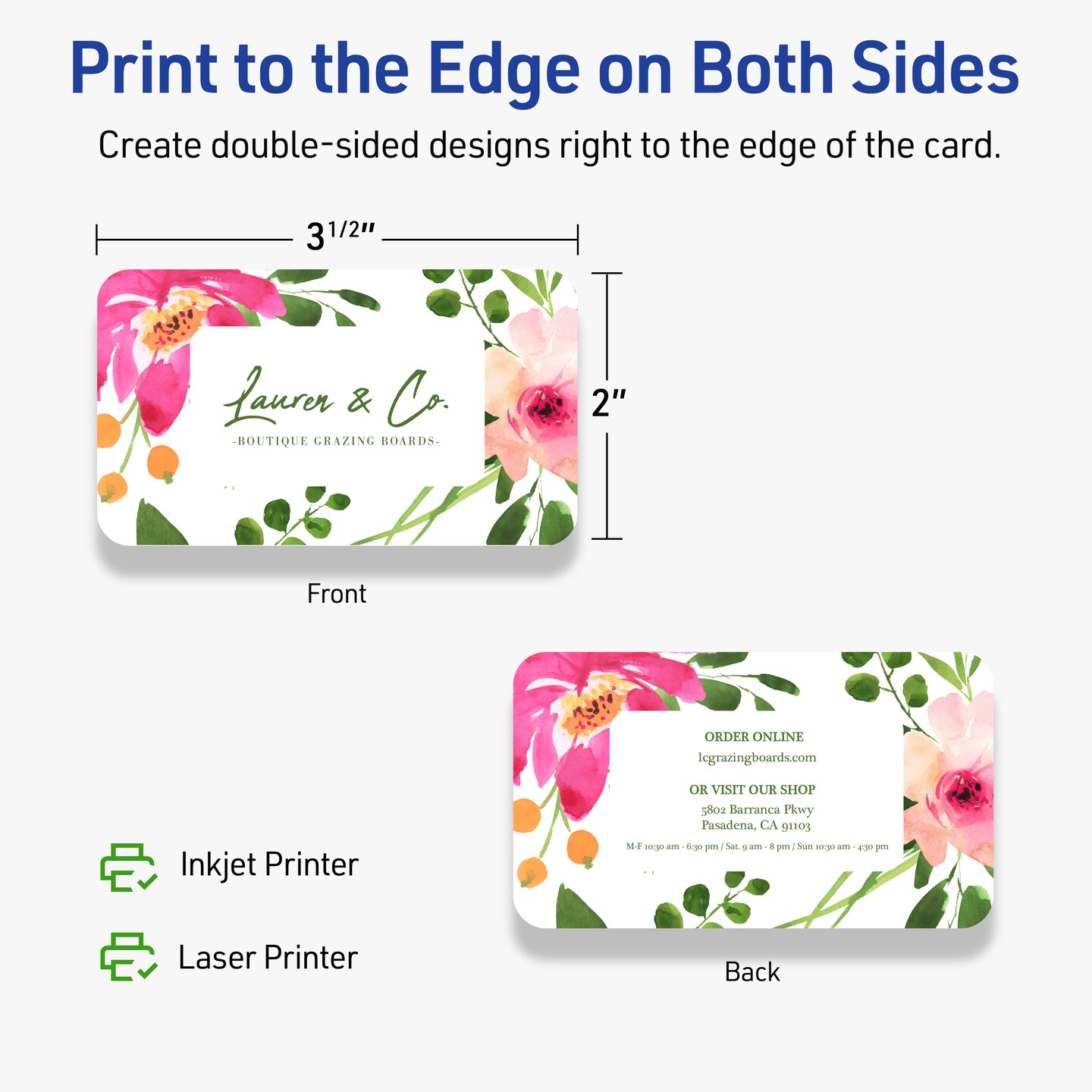 2" x 3-1/2" Rectangle Rounded Corners, Matte White Business Cards