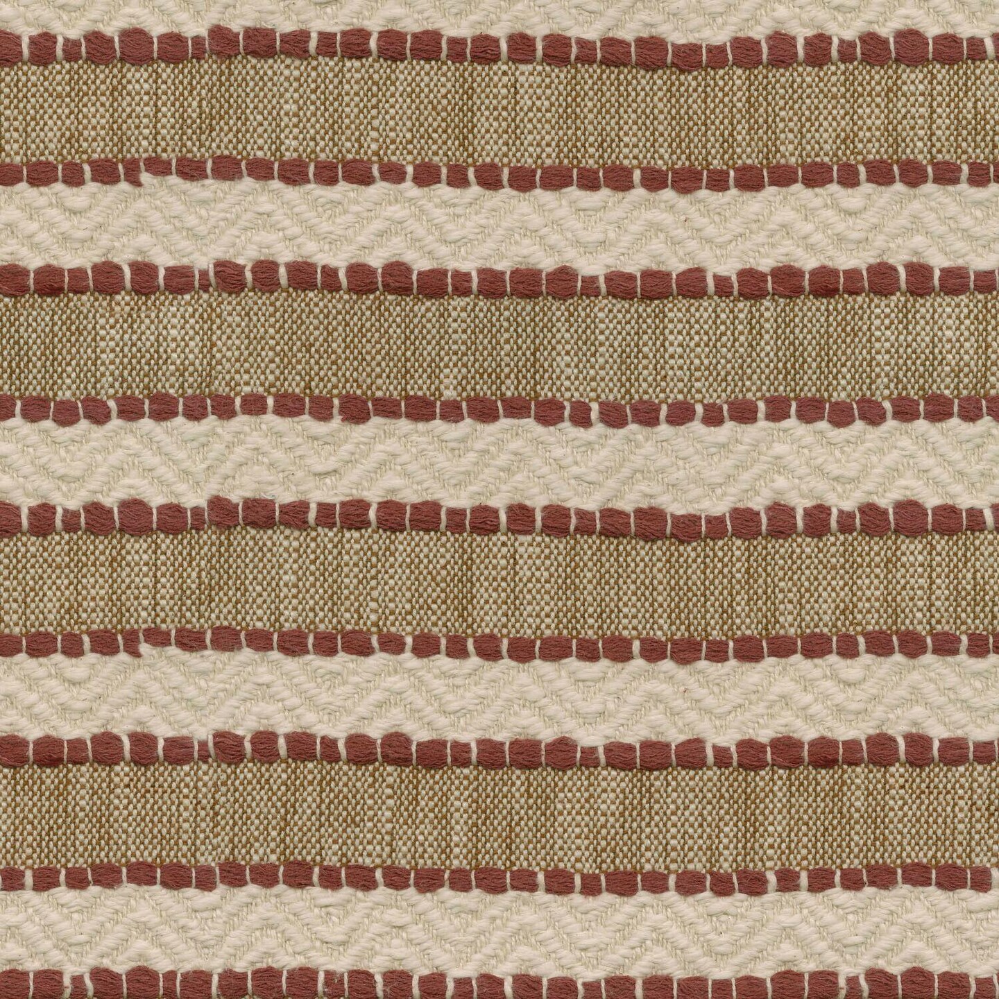 1 Yard Handwoven Stripe Upholstery Fabric in Cinnabar Rust Red and Beige 54 inch Width