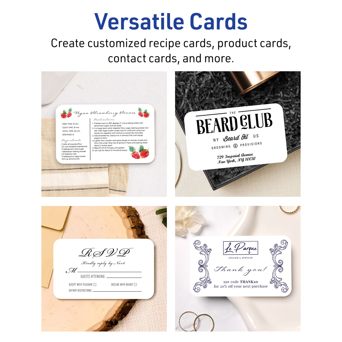 Avery Matte White Index Cards, 3" x 5" Rectangle Rounded Corners