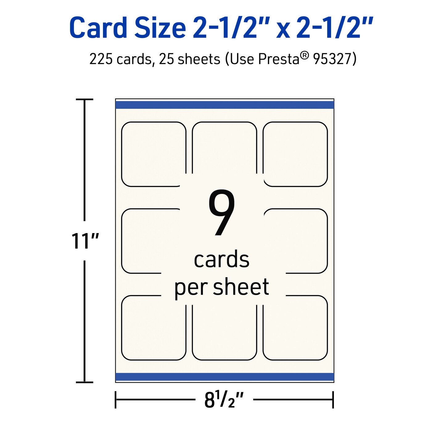 2-1/2" x 2-1/2" Square Rounded Corners, Matte Ivory Business Cards