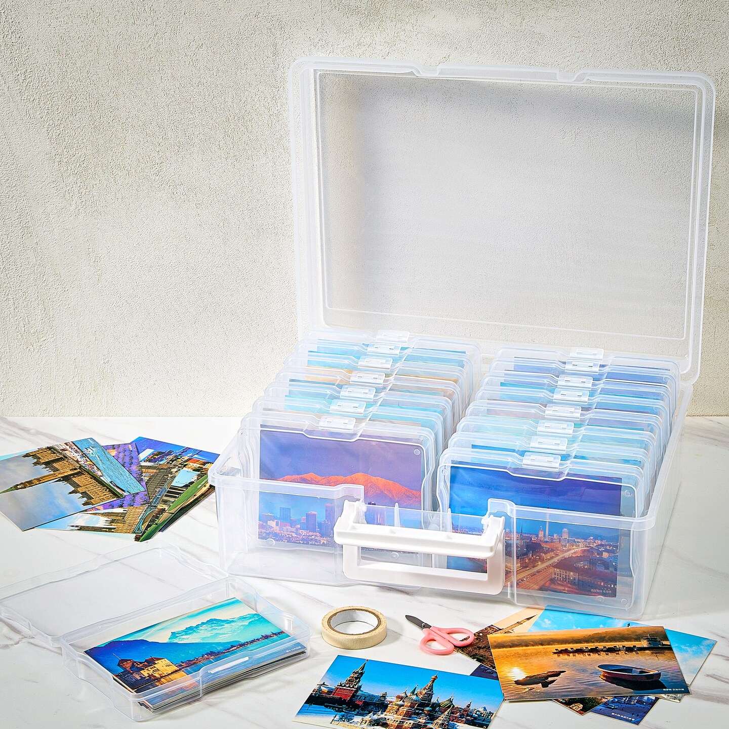 Sorbus Clear Durable Box with 16 Cases (4" x 6") Organizers and Storage Cases