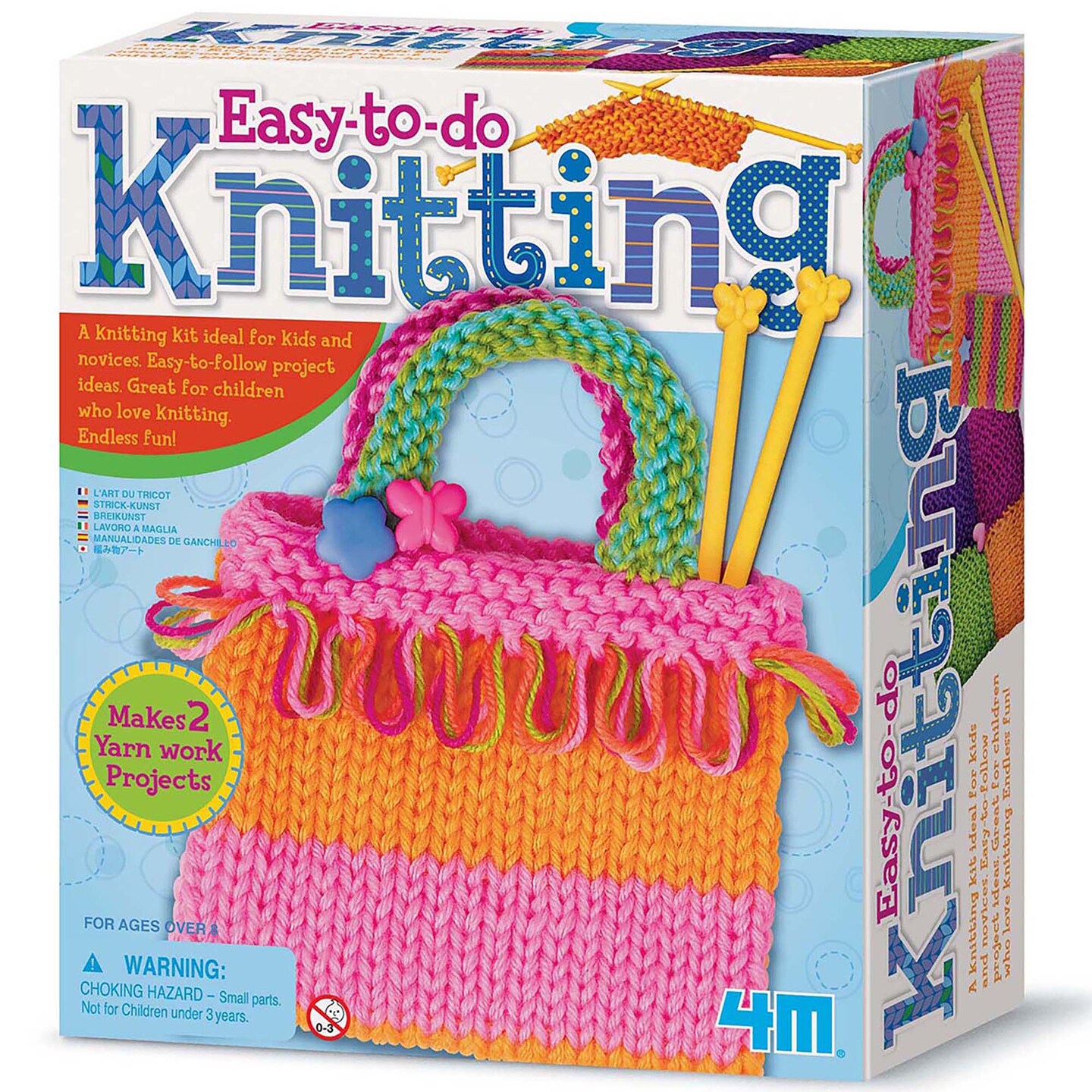 4M: Easy-To-Do: Knitting - DIY Craft Kit, Learn 2 Yarn Work Projects, Skill Building All-In-1 Set, Tools & Colorful Yarn, Beginners & Kids Ages 8+