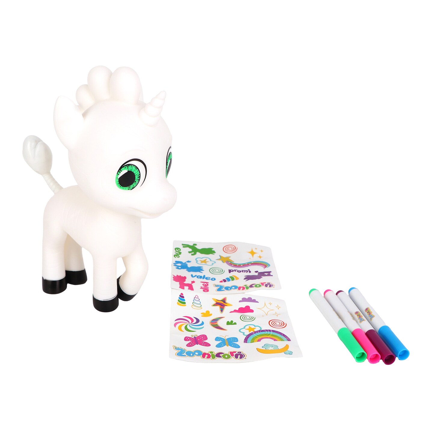 Zoonicorn: Color Me - Customize Your 8" Character Miniature Figure, Washable Markers & Stickers, Design Craft Activity, Play-Display Toy Set, Kid 3+