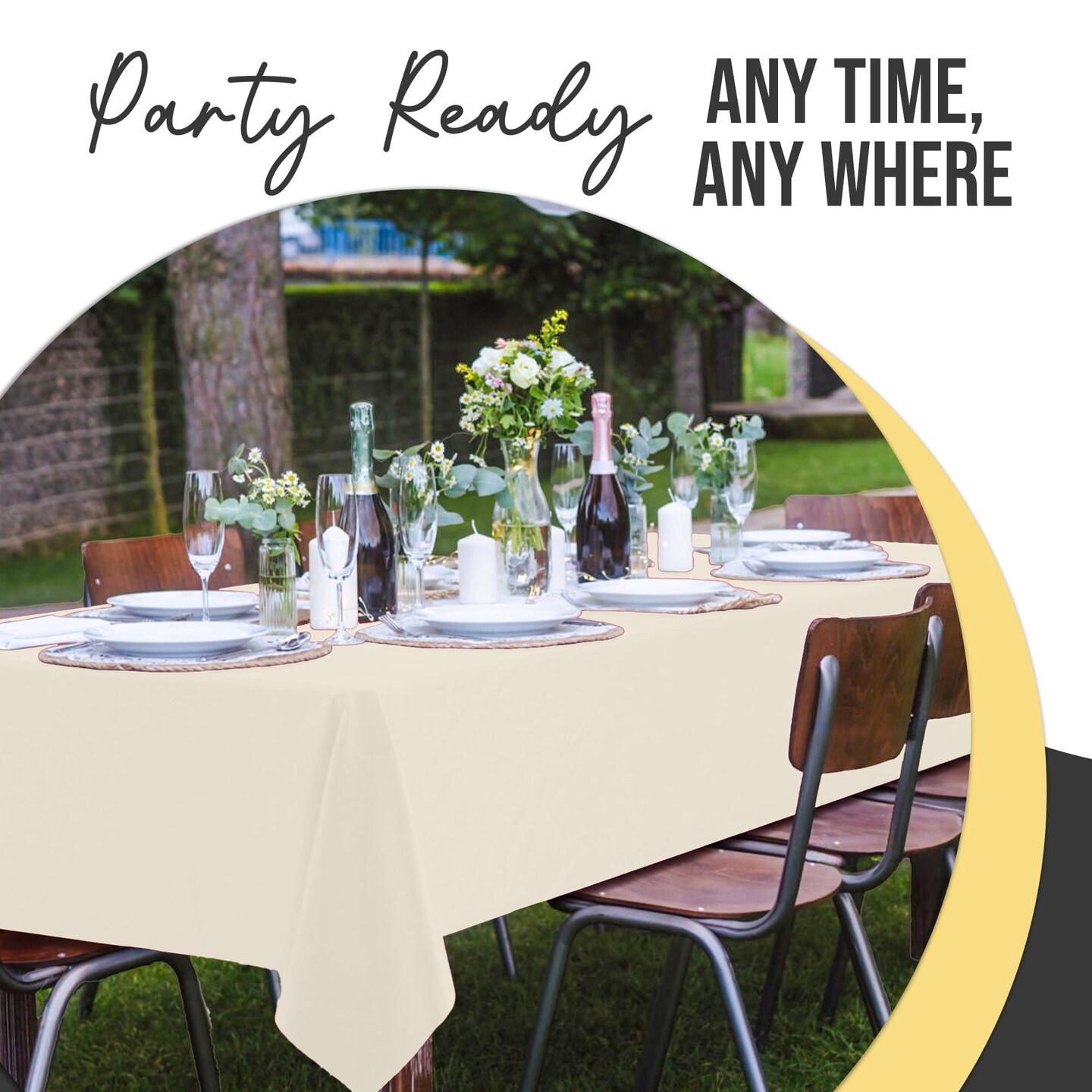Exquisite 12-Pack Premium Plastic Tablecloth 54in. x 108in. Rectangle Plastic Table Cover