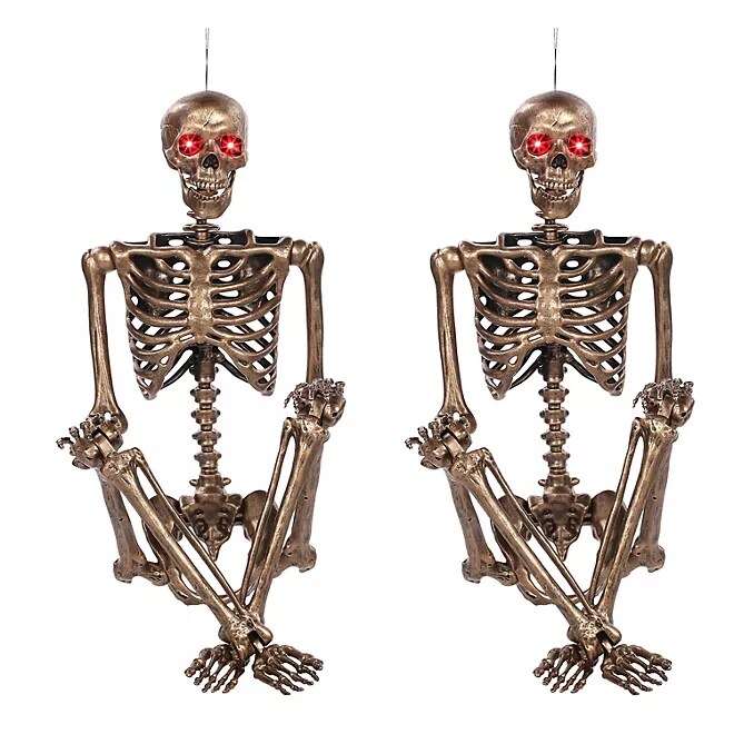Bronze Talking Skeletons Set with LED Eyes