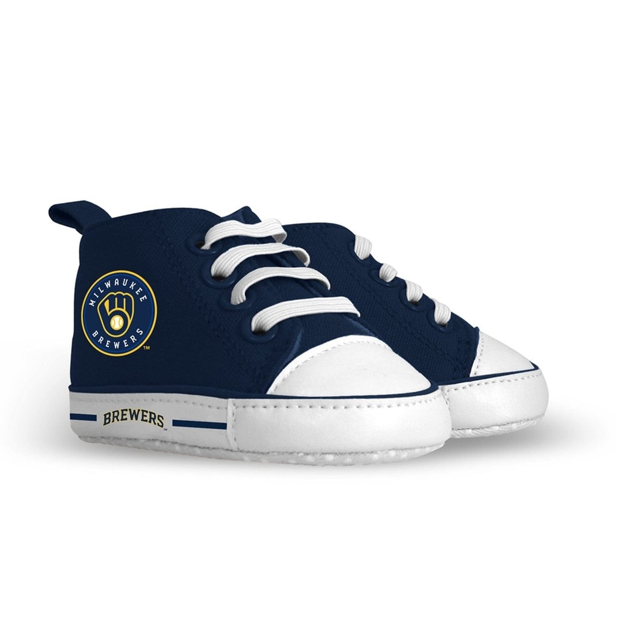 Milwaukee Brewers Baby Shoes High Top Pre-Walkers Soft Fabric Grippers Unisex