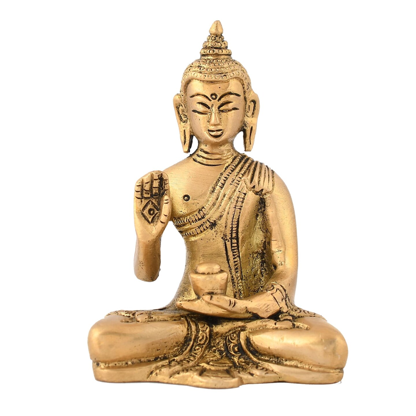 Buddha Statue 4 Inch Brass Buddha Idol Sculpture for Home Living Room Zen Decor - Perfect Gift for Spiritual Meditation Shrine