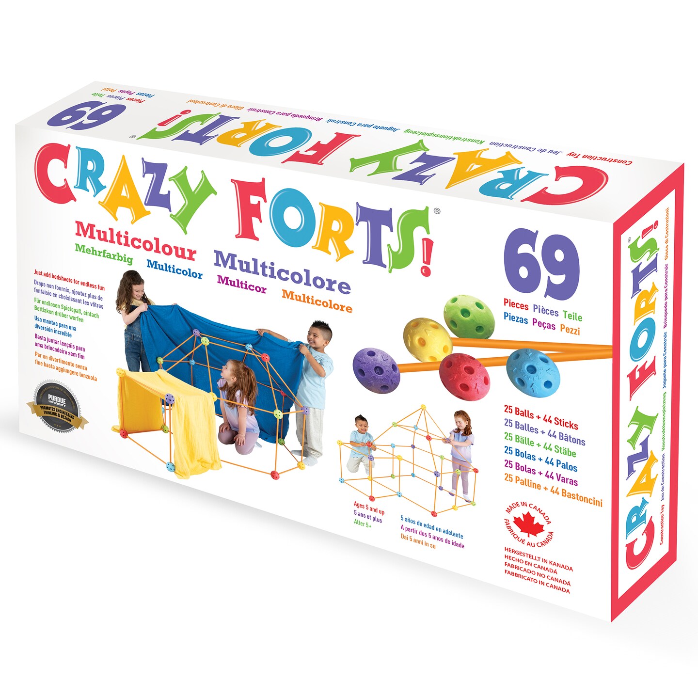 Everest Toys: Crazy Forts! Multi Color - 69pc Rod & Ball Fort Building Playset, STEM Toy, Indoor & Outdoor, Create Your Own Structures, Kids Ages 5+