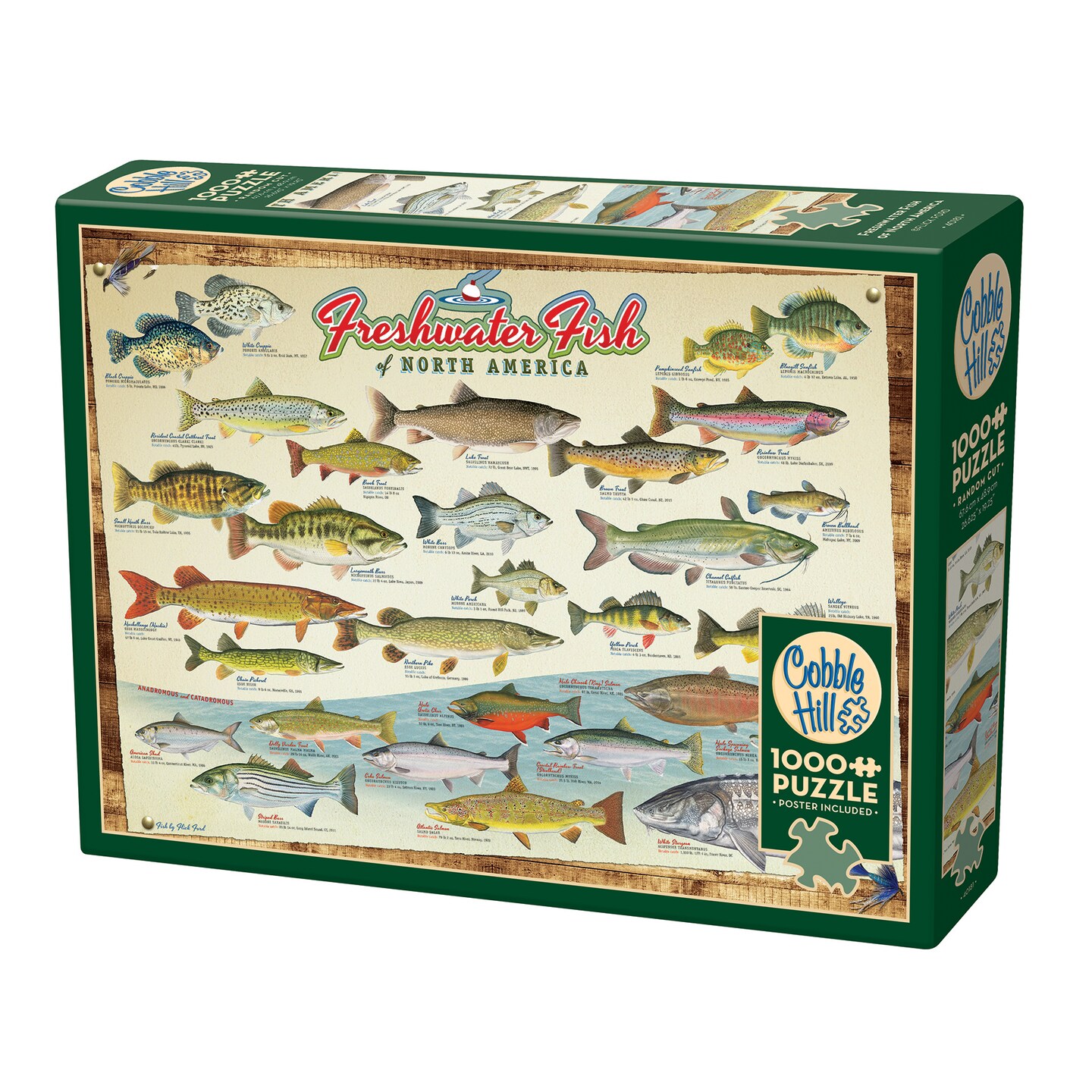 Cobble Hill 1000 Piece Puzzle: Freshwater Fish Of North America - Reference Poster Included, High Quality Jigsaw