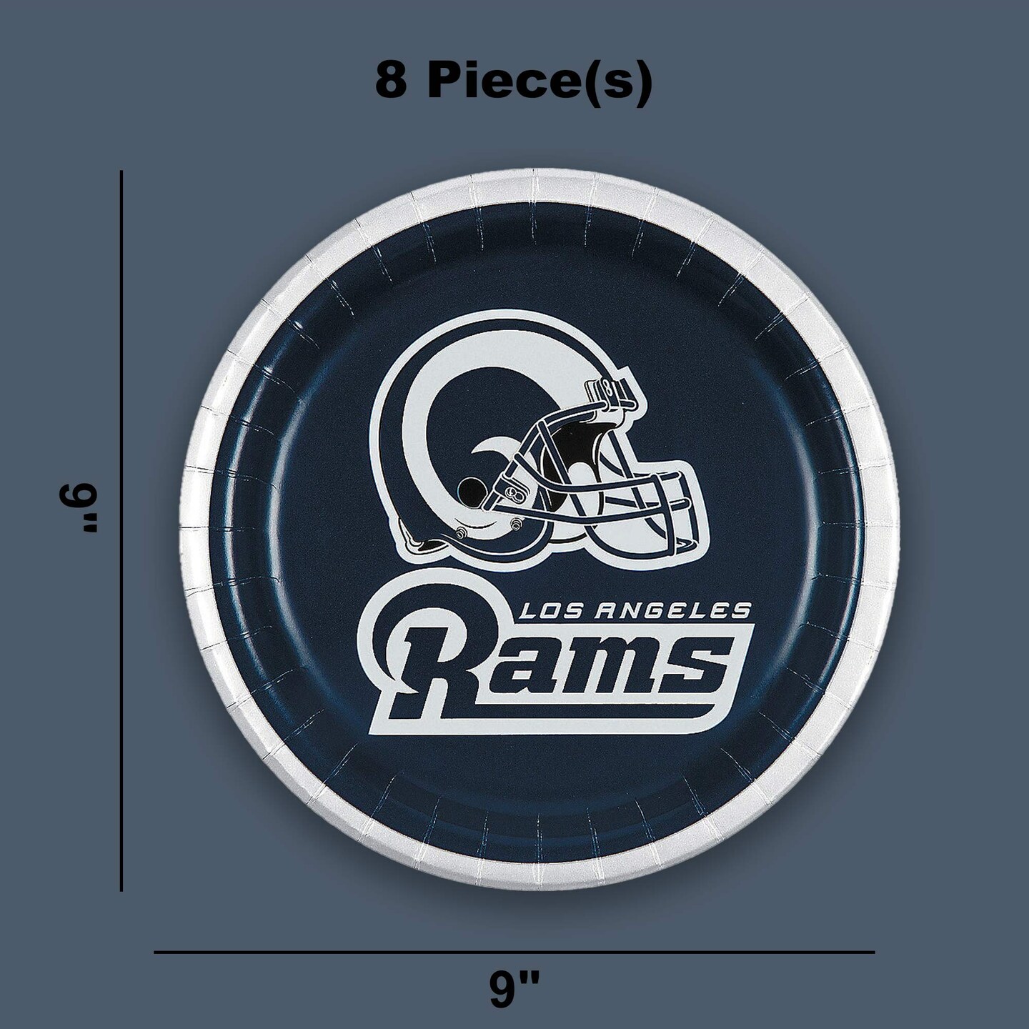 8 Count Los Angeles Rams Football Dessert Plates 7" Game Day Paper Plates