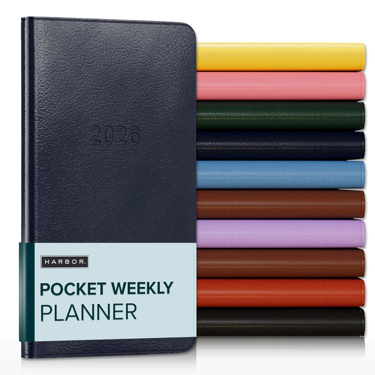 Harbor Pocket Weekly Planner 2026 - Calendar Planner and Notebook, Durable Faux Leather, 192 Pages, Softcover & Book Bound - 6 x 3.25 "