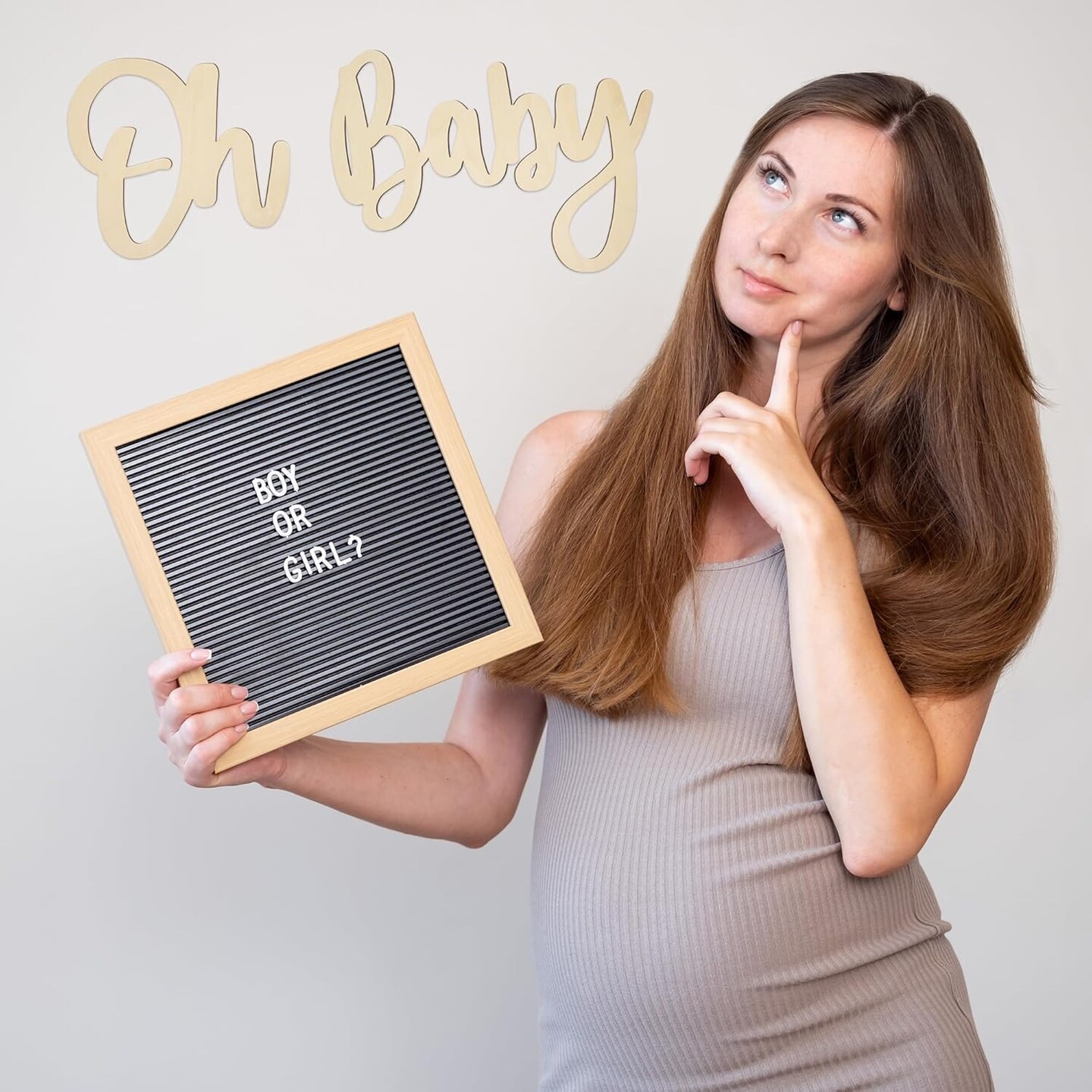 Oh Baby Sign - Wood Color | Perfect for Baby Showers, Gender Reveal Parties, Baby&#x27;s 1st Birthday, and Photo Backdrops | Boy/Girl Decorations and Party Background