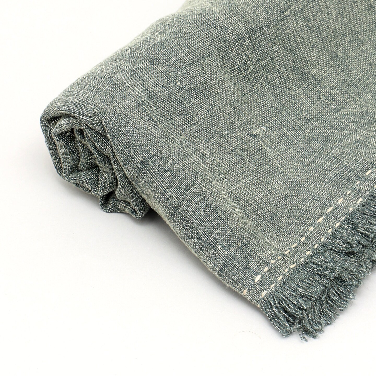 Stonewashed Linen Woven Throw Blanket with Fringe &#x2013;  52&#x22; x 68&#x22;