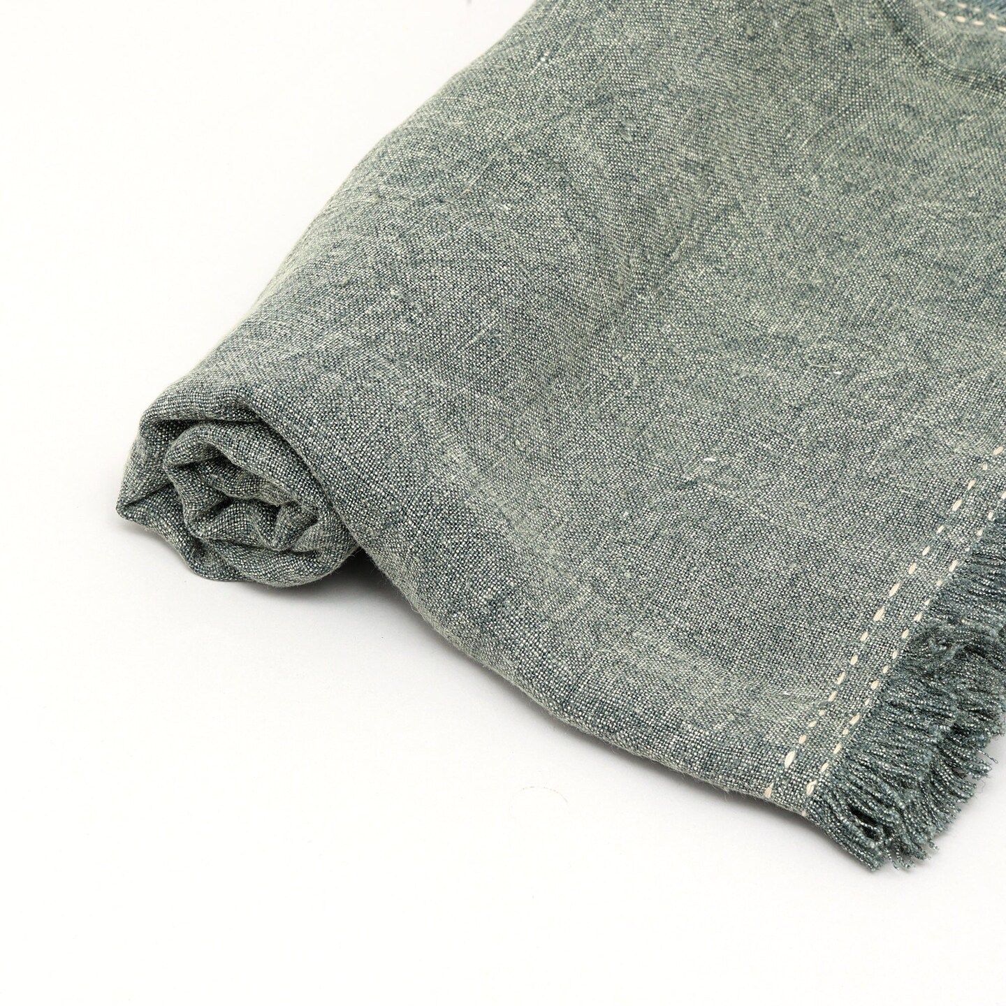 Stonewashed Linen Woven Throw Blanket with Fringe &#x2013;  52&#x22; x 68&#x22;