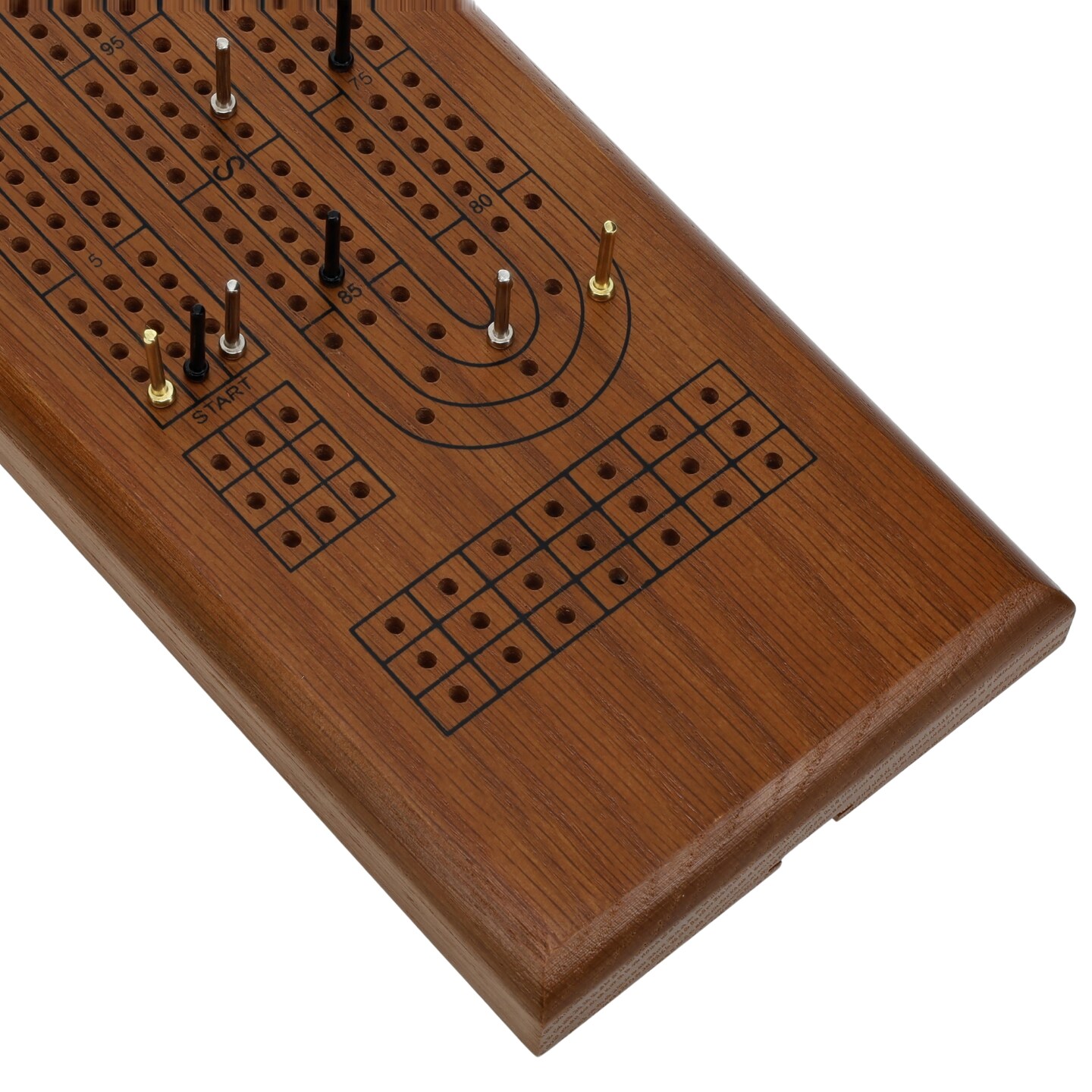 WE Games Classic Cribbage Set - Solid Wood Continuous 3 Track Board with Metal Pegs