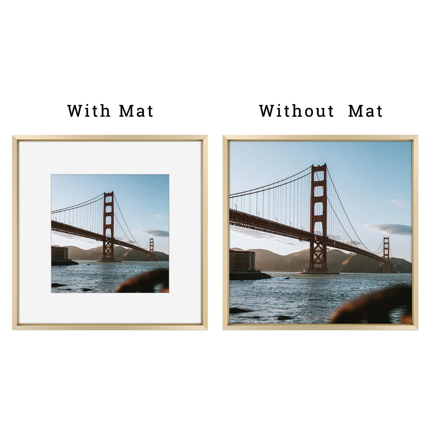 12x12 Metal Picture Frame with Mat for 8x8 Picture &#x26; Real Glass, Aluminum Photo Frame Collection (Gold, 1 Pack)