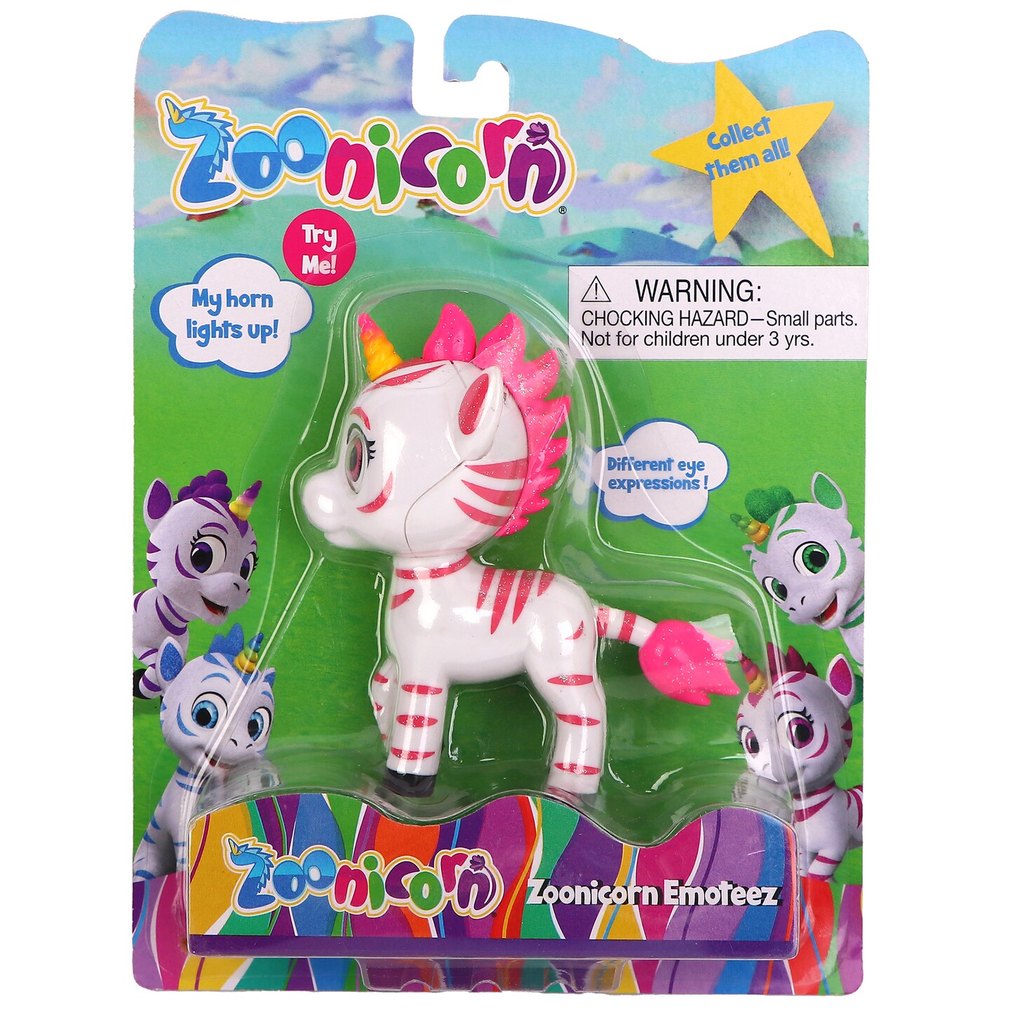 Zoonicorn: Emoteez - Surprise Assorted Character (Aliel, Ene, Promi OR Valeo) - 4&#x22; Miniature Toy Figure, Light-Up Horn, Unique Eye Expressions, Kid 3+