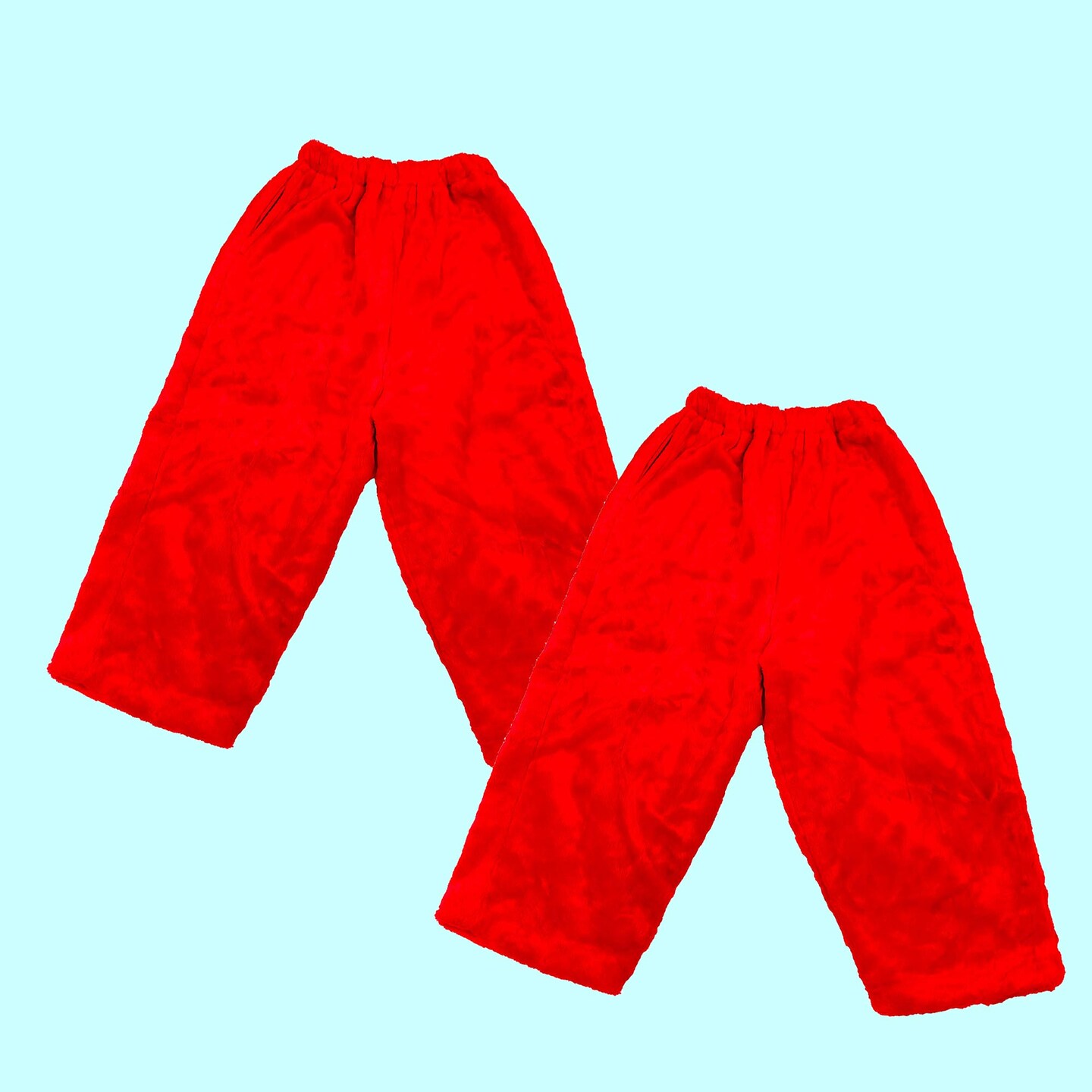 Professional Santa Pants in Deluxe Red Plush with Elastic Waist and Side Pockets Replacement Option