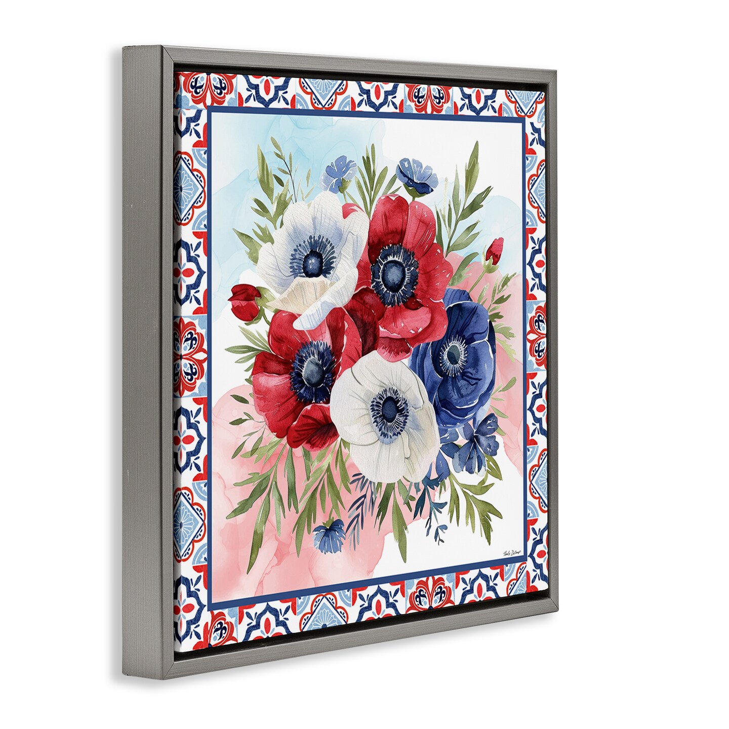Stupell Industries Americana Poppy Bouquet Floating Frame, design by Nicole DeCamp