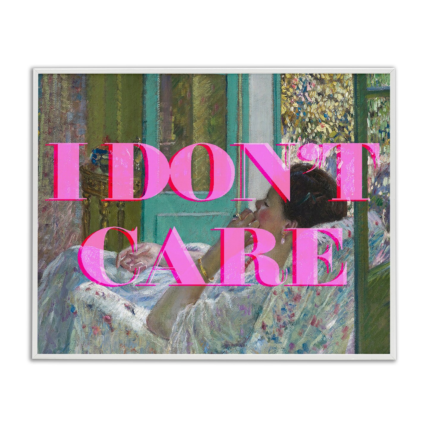 Stupell Industries I Don't Care over Classic Painting Framed Giclee, design by Lil' Rue