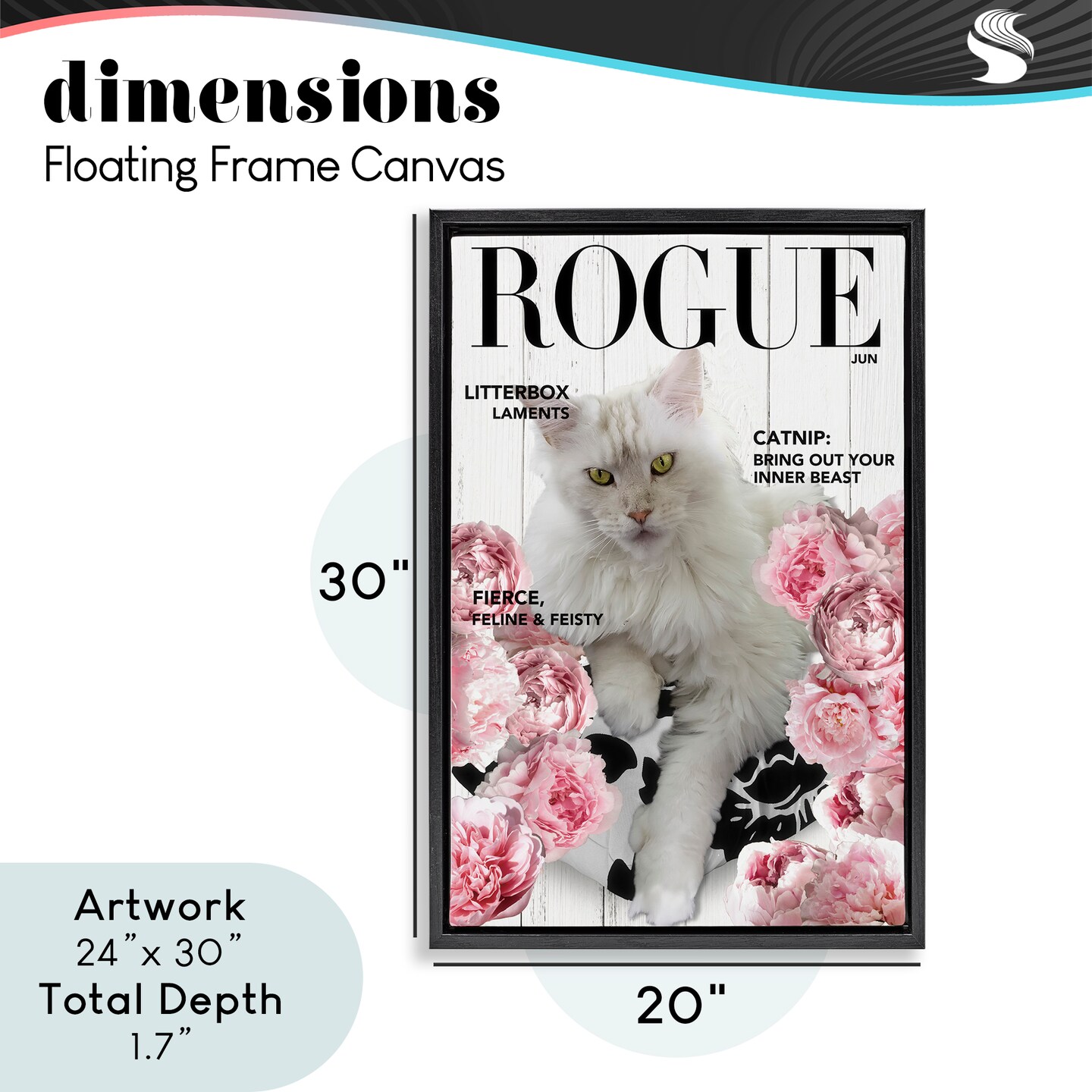 Stupell Industries Funny Floral Cat Magazine Floating Frame, design by Sasha