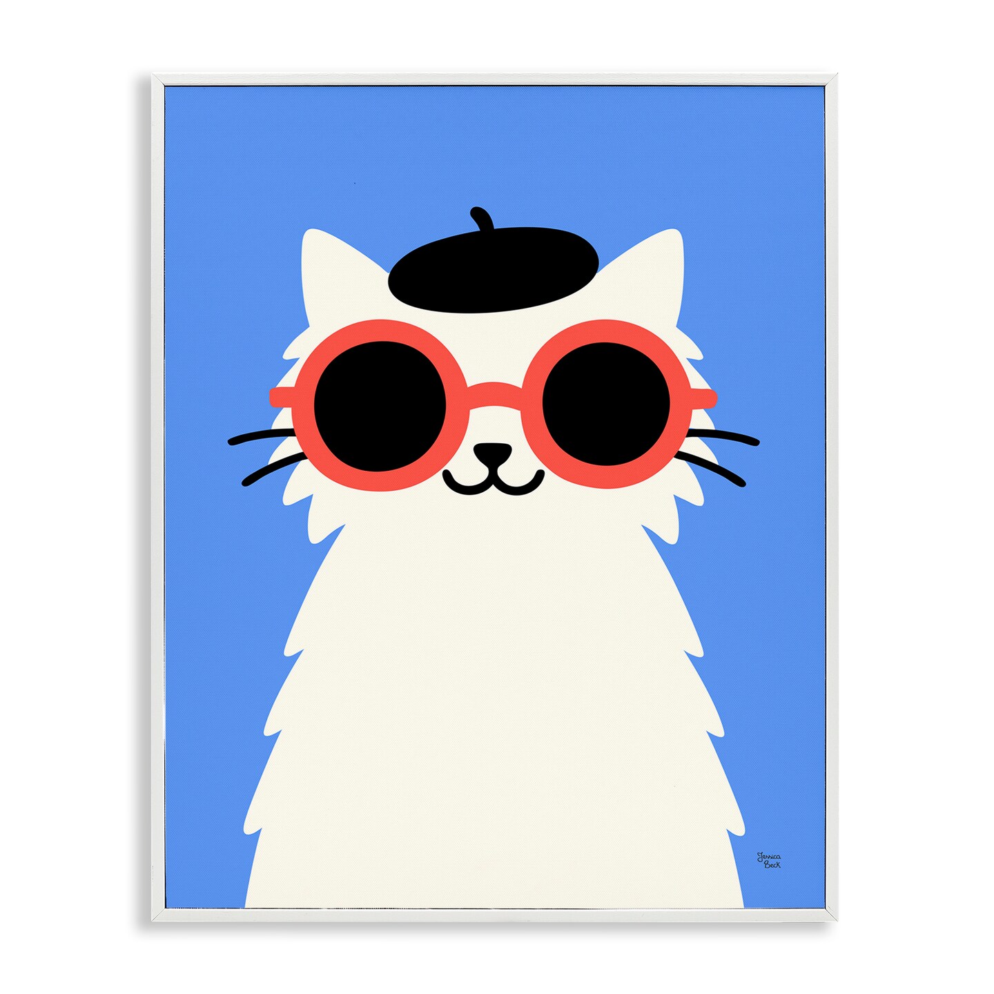 Stupell Industries Stylish French Cat Framed Giclee, design by Jessica Beck