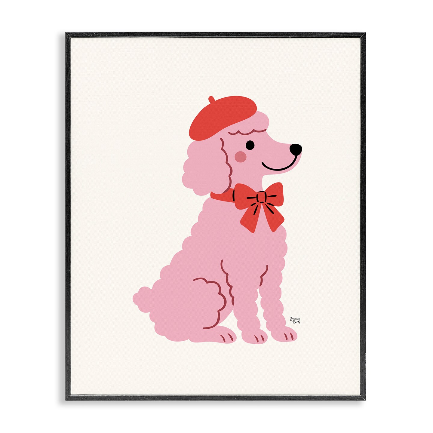 Stupell Industries French Poodle in Beret Framed Giclee, design by Jessica Beck