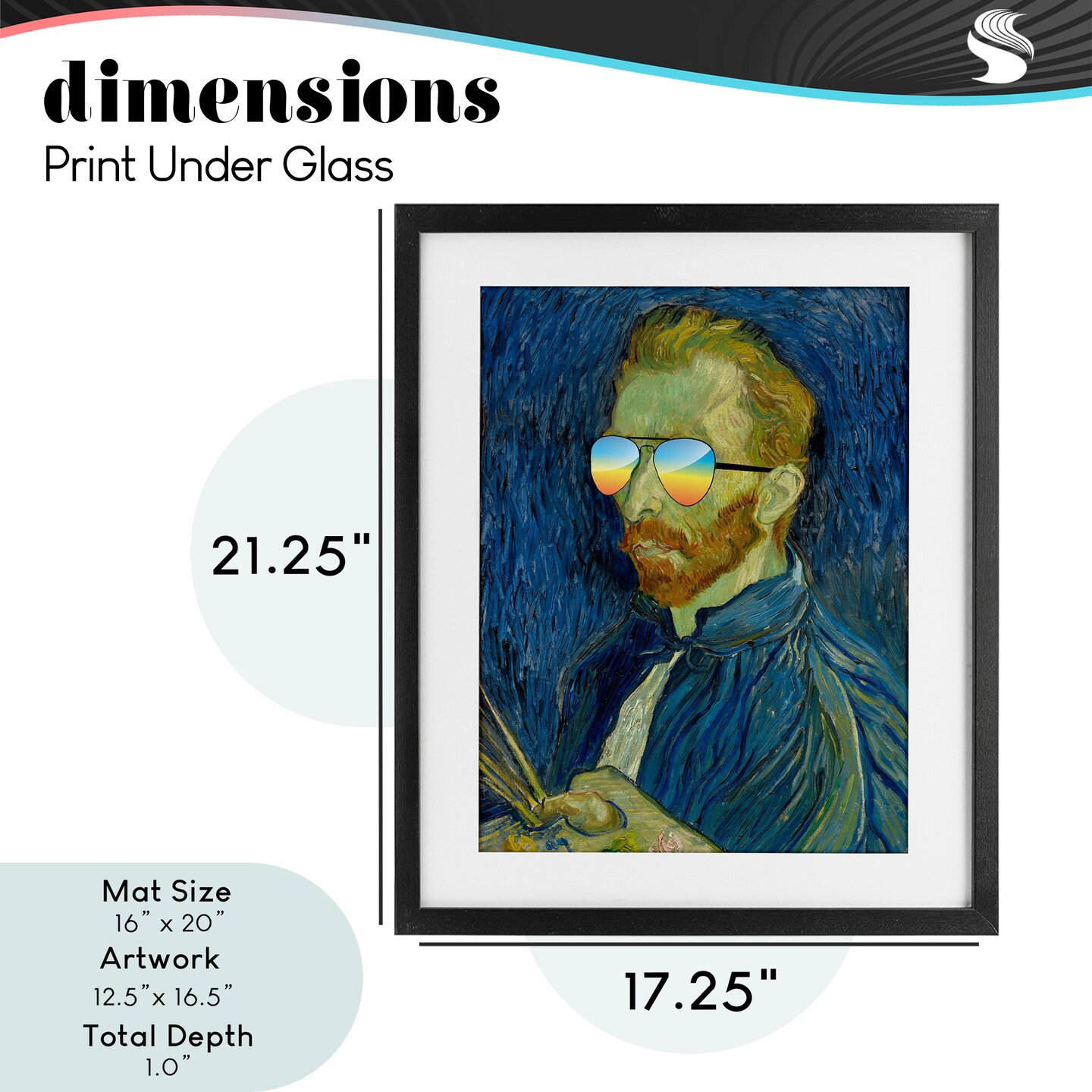 Stupell Industries Funny Van Gogh Sunglasses Framed Print Under Glass, design by Masters Redux