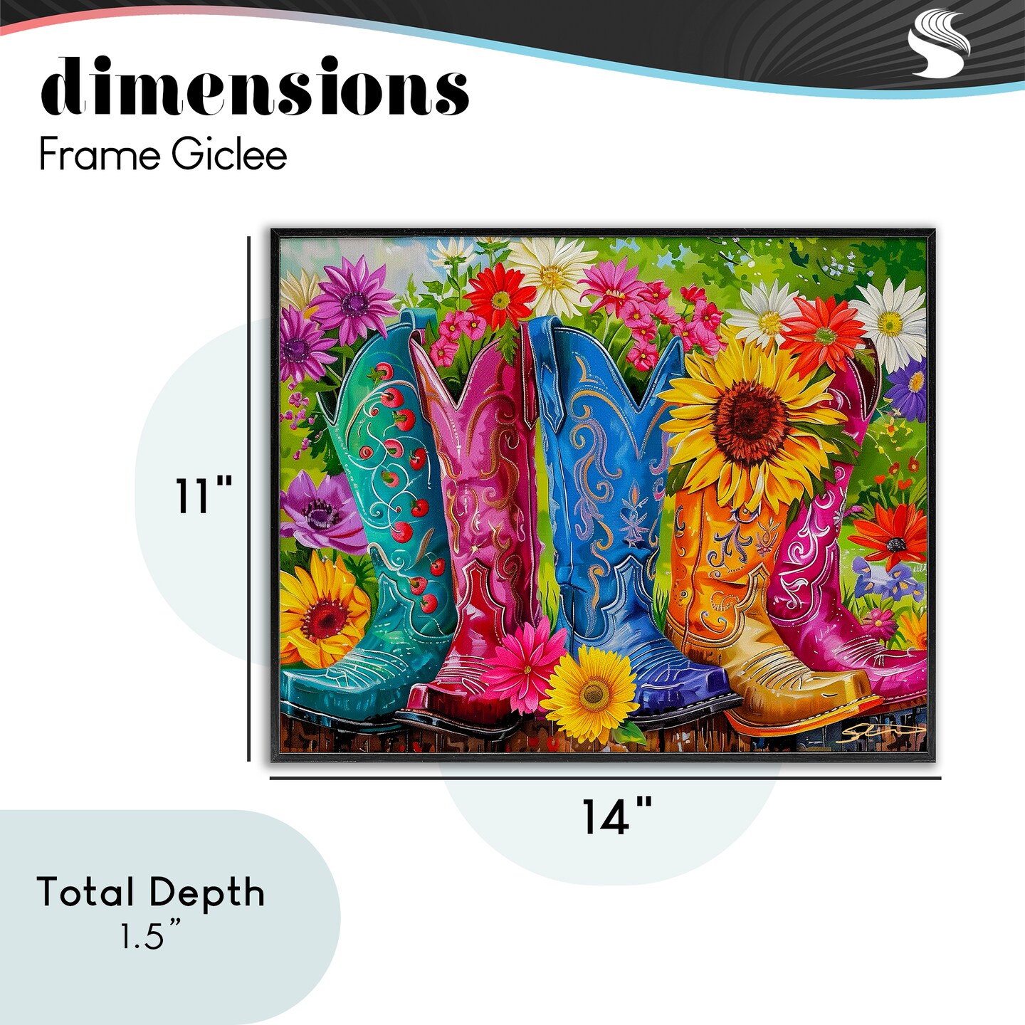 Stupell Industries Cowboy Boots and Sunflowers Framed Giclee, design by Shawna Stewart