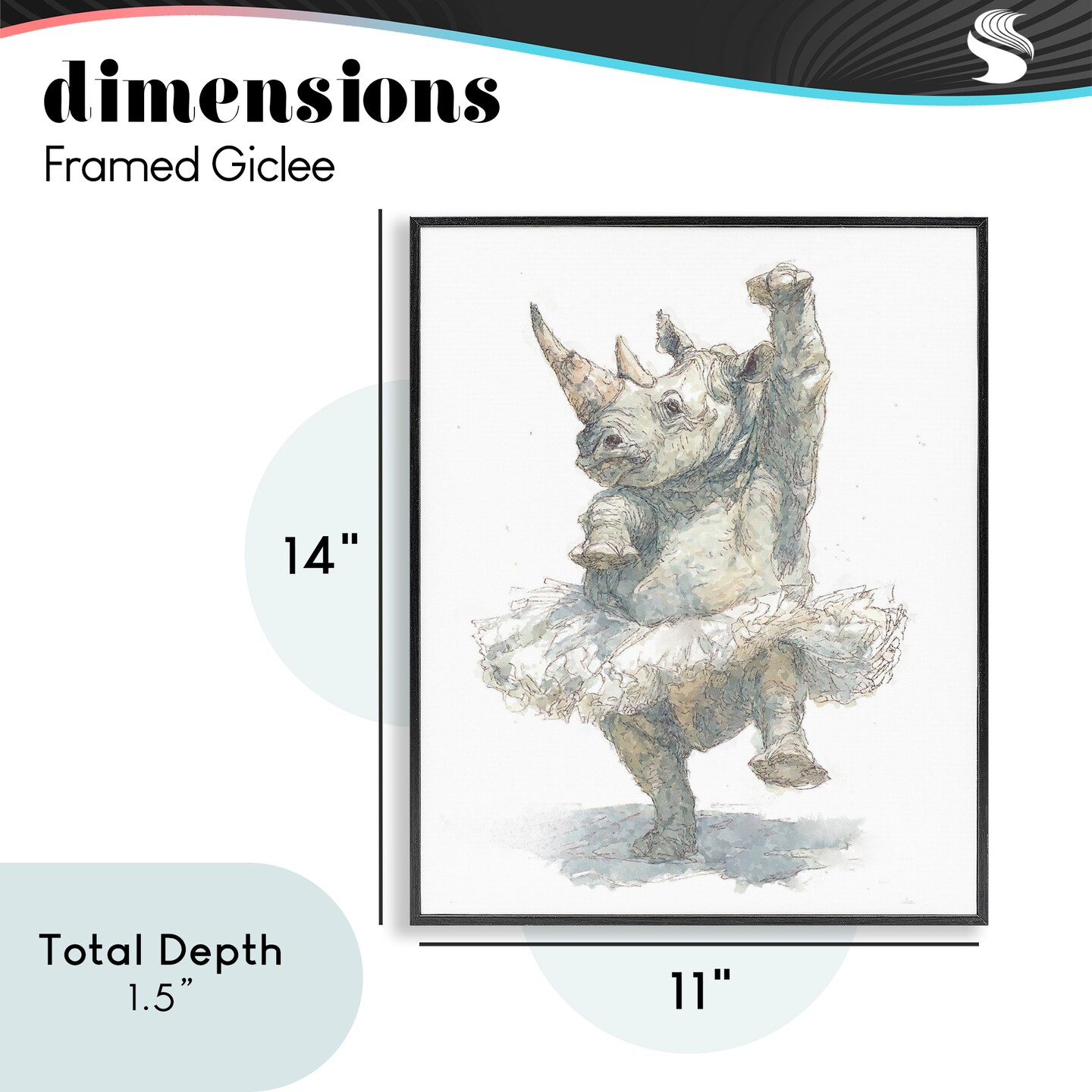 Stupell Industries Ballet Rhino Tutu Framed Giclee, design by Ziwei Li