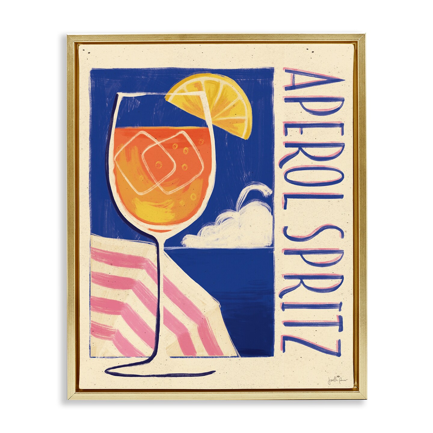 Stupell Industries Retro Aperol Spritz Floater Framed Canvas Wall Art Design by Janelle Penner